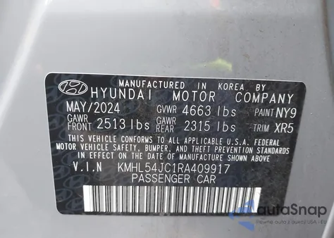 2024 Hyundai Sonata N Line from USA, damaged, VIN KMHL54JC1RA409917